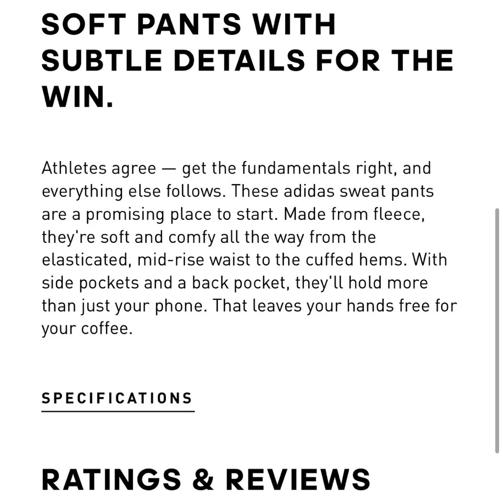 Adidas Soft Pants with Cuffed Hems, size small